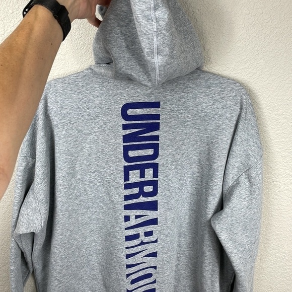 Under Armour Brand Spell Out Hoodie Sweatshirt Full Zip Gray Fleece Lined - Picture 5 of 13